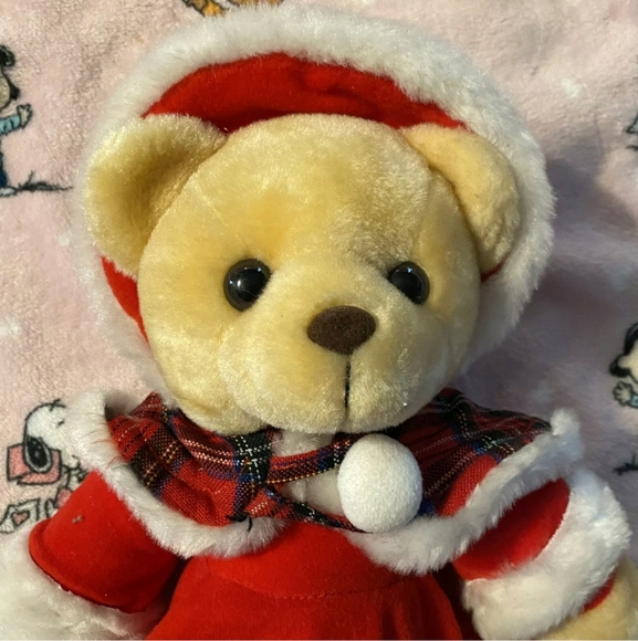 Vintage 1992 Shilla Plush Stuffed Animal Christmas Santa Bear Red Plaid Outfit - Picture 2 of 5